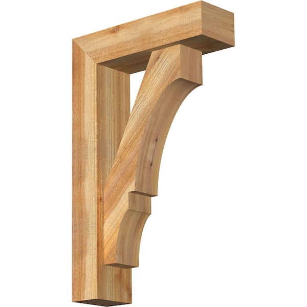 Ekena Millwork Balboa Block Rough Sawn Bracket w/ Offset Brace, Western Red Cedar, 6"W x 20"D x 32"H BKT0604X20X32BOA05RWR - main